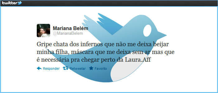 Gripada, Mariana Belém usa máscara para não contaminar a filha