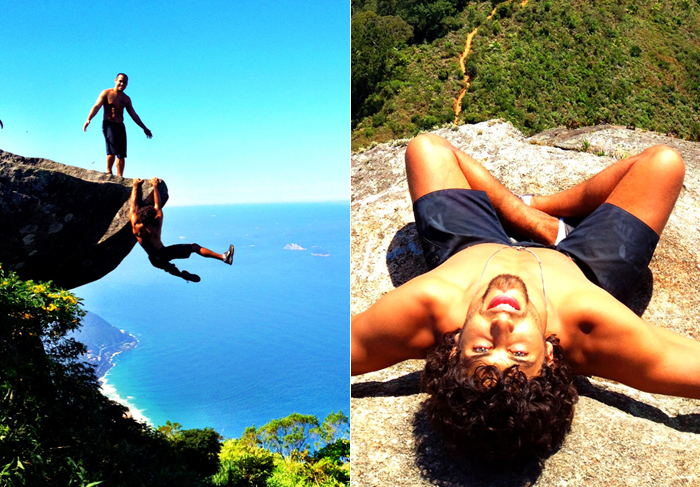 Adrenalina! Jesus Luz arrisca a vida e se pendura na Pedra da Gávea