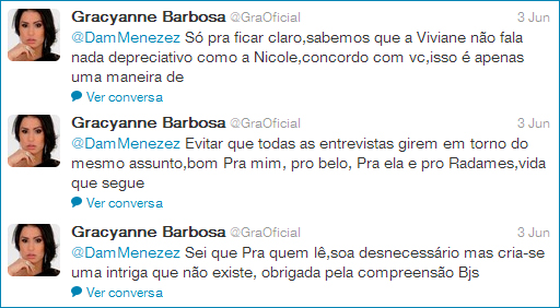 Gracyanne diz que não existe intriga entre ela e Viviane Araújo