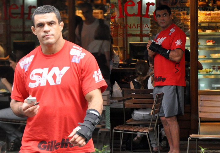 Vitor Belfort continua circulando com tala no braço