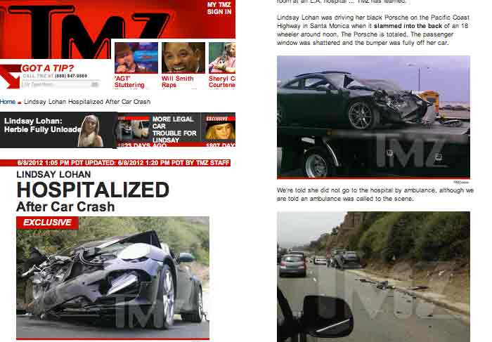 Lindsay Lohan é hospitalizada após acidente de carro O Fuxico
