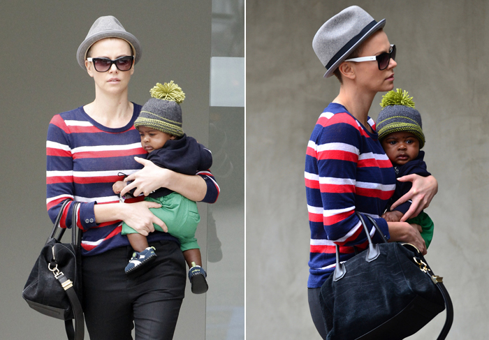 Charlize Theron aparece careca nas ruas de Los Angeles