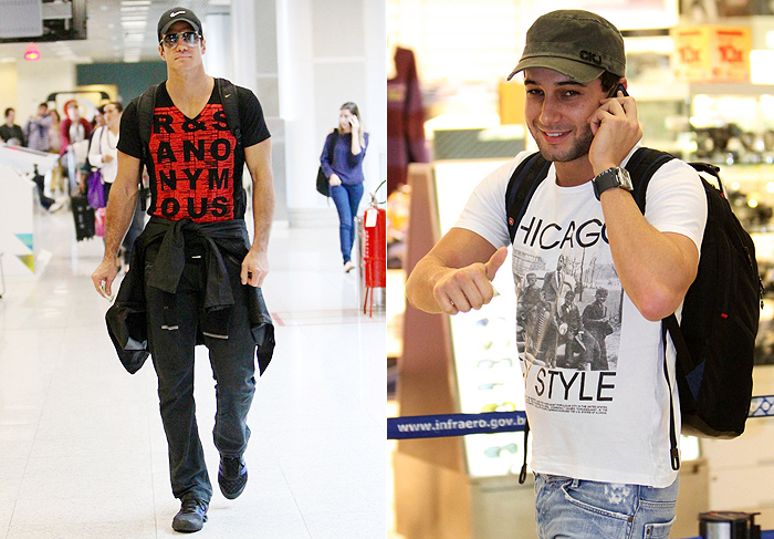 Carlos Machado e Rafael Almeida são flagrados em aeroporto carioca