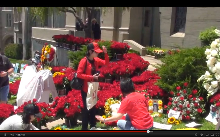 Fãs decoram túmulo de Michael Jackson com 10 mil rosas