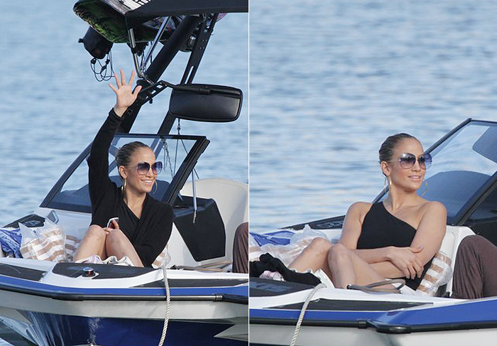 Jennifer Lopez passeia de barco pela Lagoa