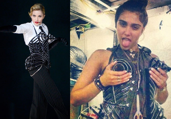 Filha de Madonna posta foto usando sutiã icônico de sua mãe O Fuxico