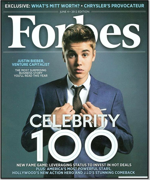 Justin Bieber está na capa da edição especial da Forbes: Celebrity 100 O Fuxico