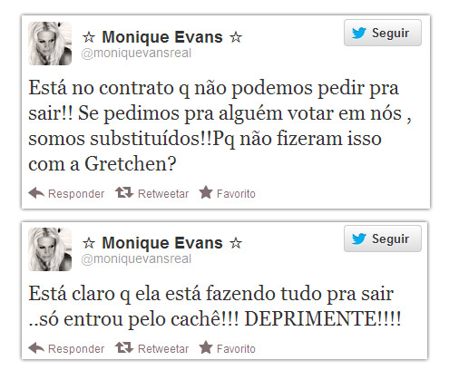 Monique Evans diz que Gretchen “está fazendo de tudo para sair”