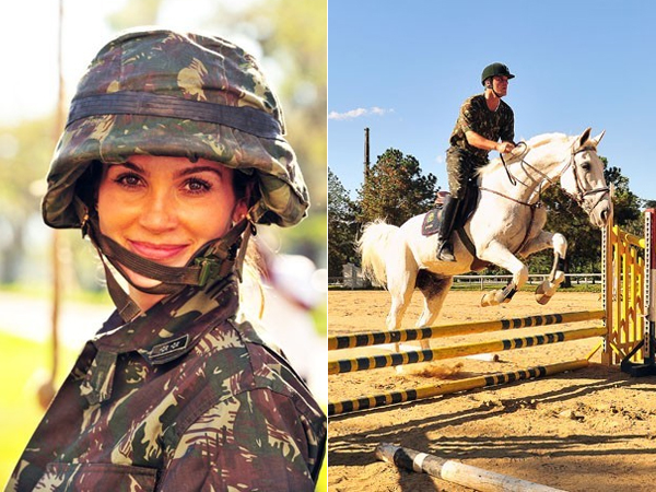 Murilo Rosa e Fernanda Paes Leme em treinamento militar para novela