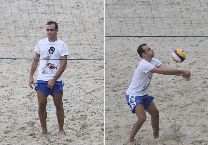 Roger Flores joga vôlei em praia carioca