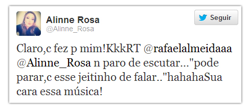 Chamego entre Alinne Rosa e Rafael Almeida no Twitter