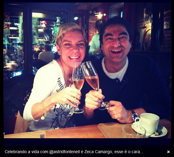 Astrid Fontenelle brinda com Zeca Camargo em Buenos Aires