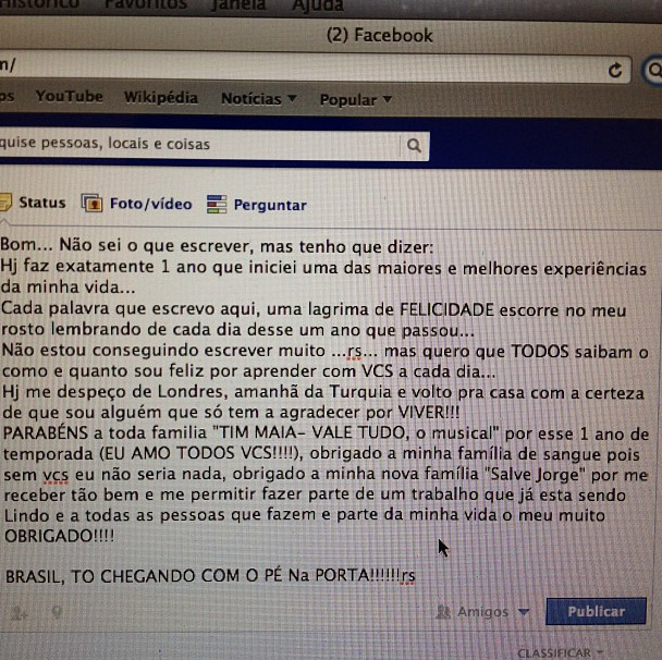 Tiago Abravanel agradece amigos e familiares no Twitter