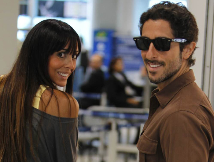 Marcos Mion e Suzana Gullo circulam pelo aeroporto Santos Dumont