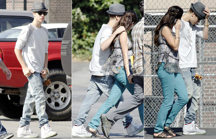 Justin Bieber faz visita surpresa a Selena Gomez em set de filmagem