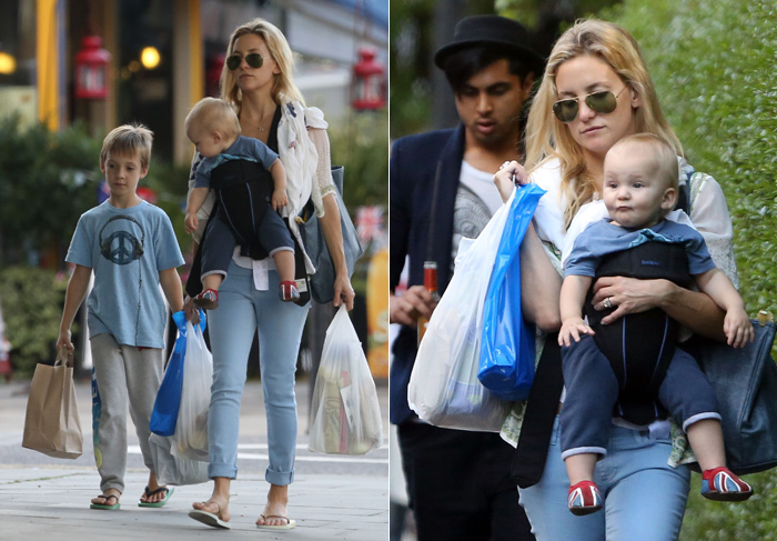 Kate Hudson passeia com os filhos pelas ruas de Londres