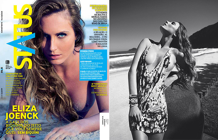 Ex de Dado Dolabella, a modelo Eliza Joenck é capa da revista Status de agosto