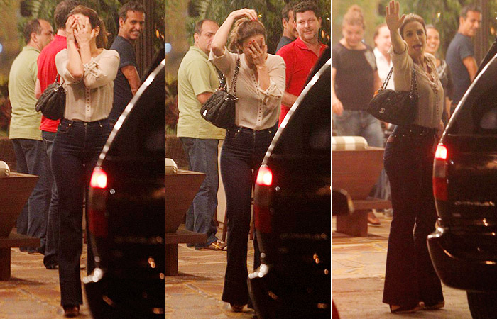 Ivete Sangalo brinca com paparazzo na saída de churrascaria