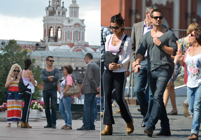 Colin Farrell passeia por Moscou para divulgação de O Vingador do Futuro