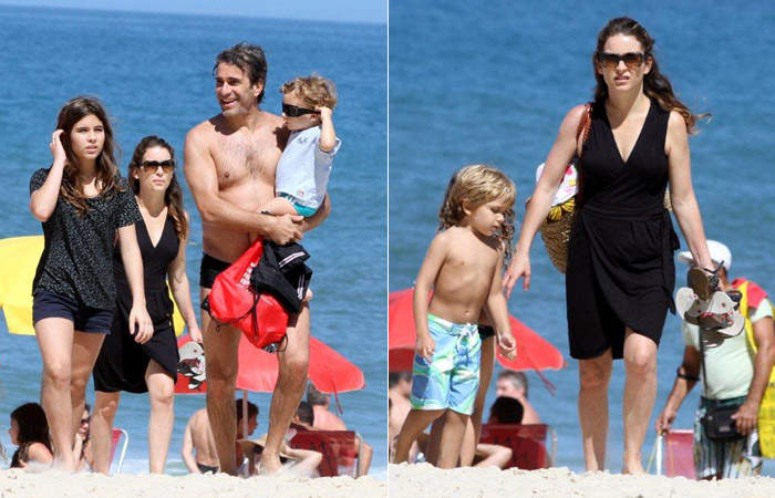 Olha a Chayenne aí! Cláudia Abreu leva filhos à praia