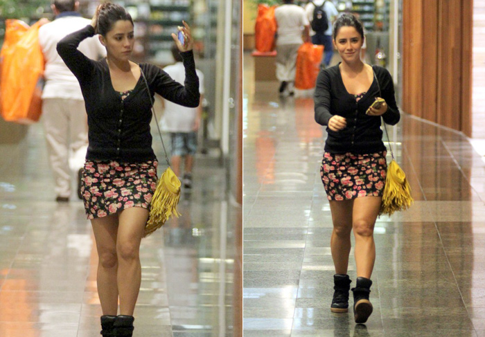 Fernanda Vasconcellos exibe pernões em passeio no shopping