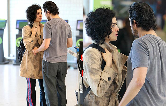 Letícia Sabatella  é flagrada no maior love com o namorado em aeroporto