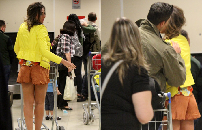 Nicole Bahls é vista junto com Gustavo Salyer em aeroporto Ofuxico