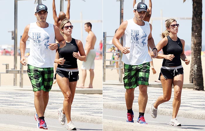 Thiago Rodrigues e Cristiane Dias correm na orla de Ipanema