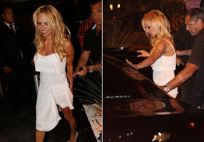 Pamela Anderson curte a noite em boate carioca