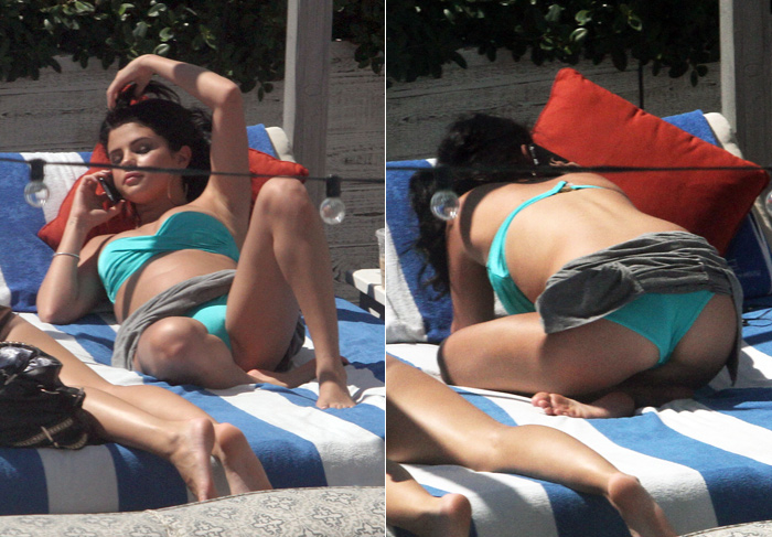 Selena Gomez se distrai em piscina e mostra o que não deveria