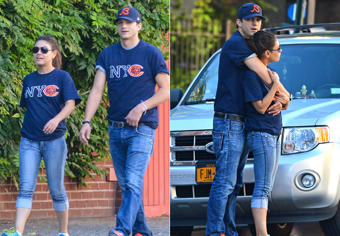  Ashton Kutcher é flagrado abraçado com Mila Kunis no meio da rua