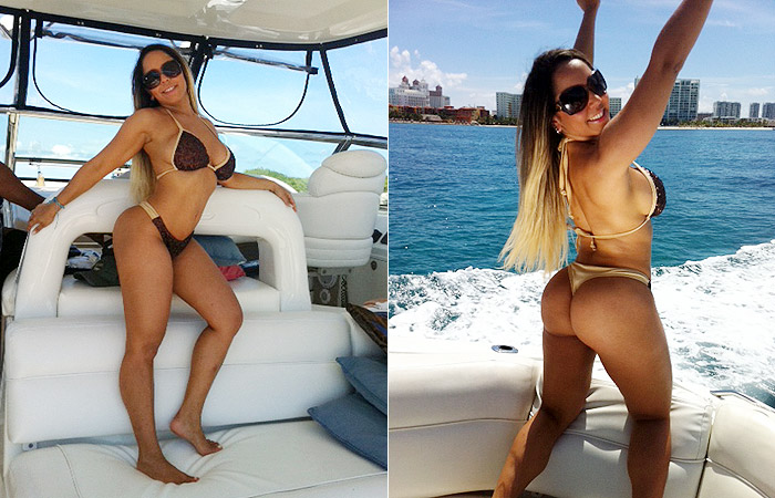 Mulher Melão passeia de barco em Cancun
