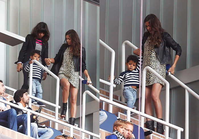 Irina Shayk acompanha jogo de Cristiano Ronaldo ao lado do filho dele