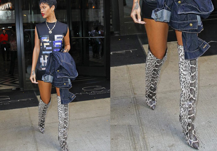 PETA chama Rihanna de insensível por usar botas de pele de cobra O Fuxico