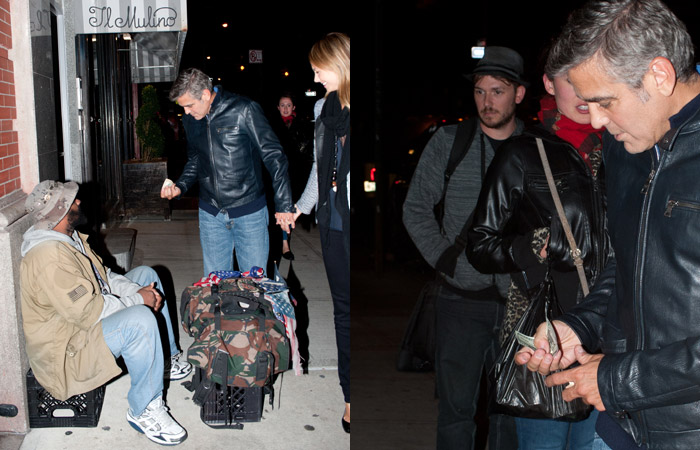 George Clooney é flagrado dando esmola para morador de rua, em Nova York