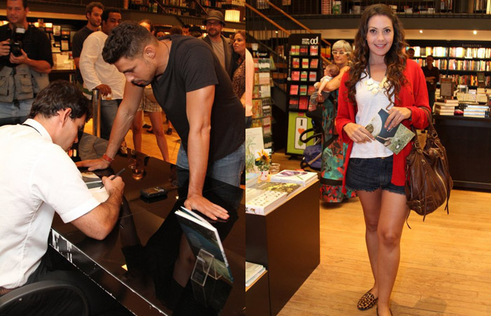 Cauã Reymond prestigia lançamento do livro de Juliano Cazarré Ofuxico