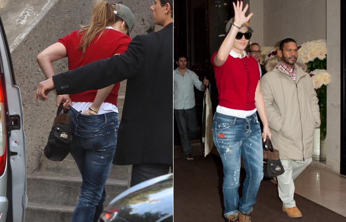Jennifer Lopez ajeita a calcinha a caminho da arena de Bercy, em Paris