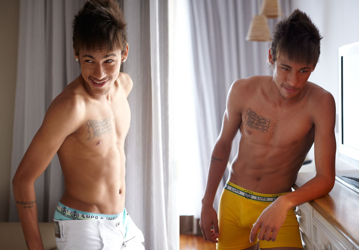 Neymar paga de modelo em ensaio de cuecas
