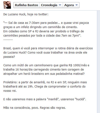 Rafinha Bastos ironiza post de Luciano Huck no Twitter