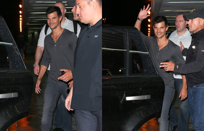 Taylor Lautner chega ao Brasil cercado por seguranças Ofuxico