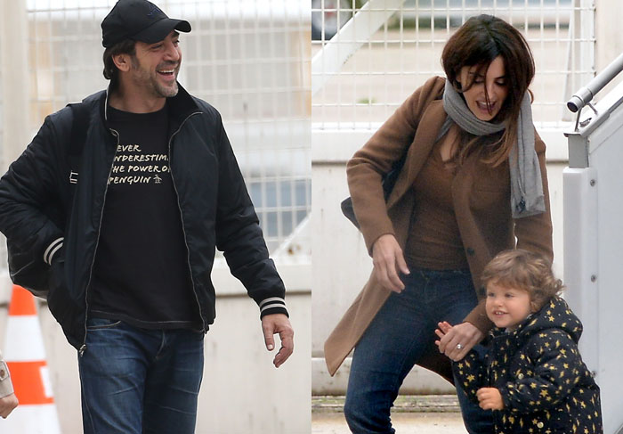 Penélope Cruz e Javier Bardem desembarcam na França com o filho