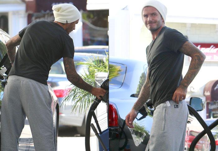 David Beckham abastece seu carro em Los Angeles