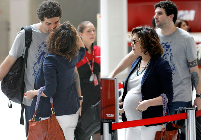 Maria Rita desfila a gravidez em aeroporto no Rio