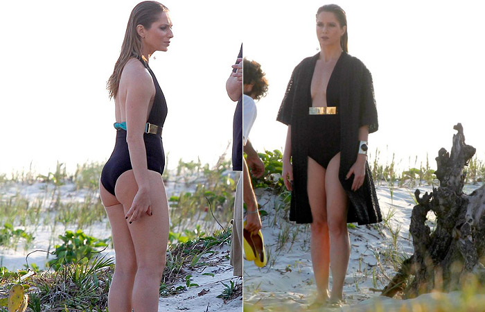 Letícia Spiller faz ensaio usando looks de moda praia