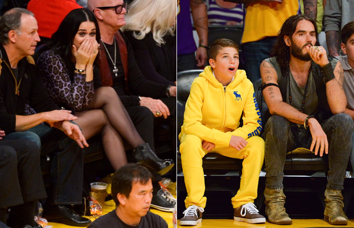 Saia Justa: Katy Perry e Russell Brand se encontram em jogo de basquete