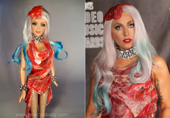 Marcus Baby faz boneca de Lady Gaga com vestido de carne
