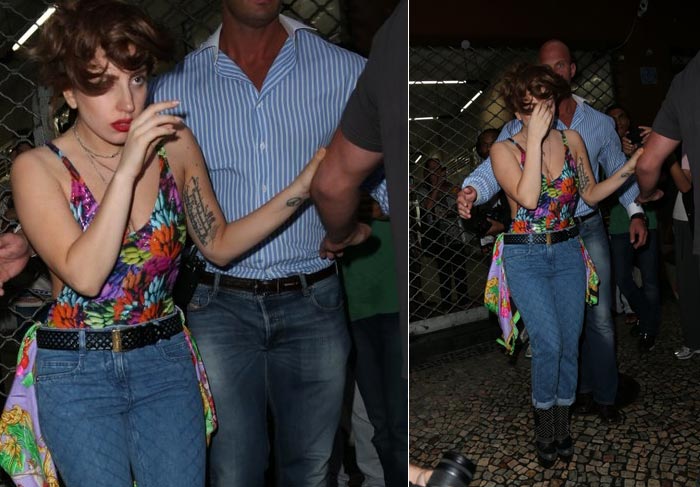 ady Gaga é flagrada saindo de uma loja da tatuagens no Rio