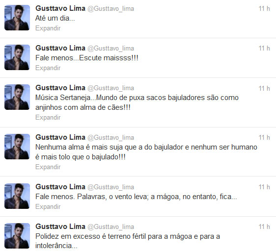 Gusttavo Lima reclama dos sertanejos: "Mundo de puxa-sacos bajuladores"