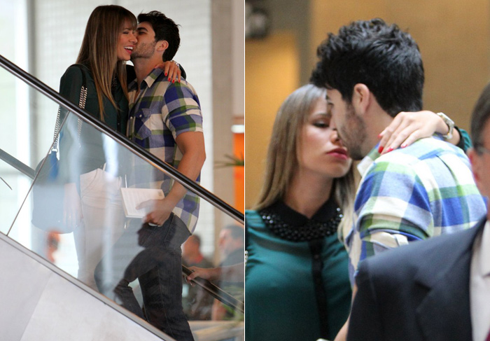 Ex-BBBs trocam beijos apaixonados em aeroporto no Rio de Janeiro