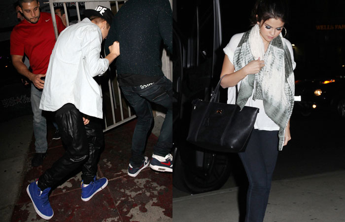 Fotos mostram Justin Bieber e Selena Gomez entrando em hotel onde passaram a noite